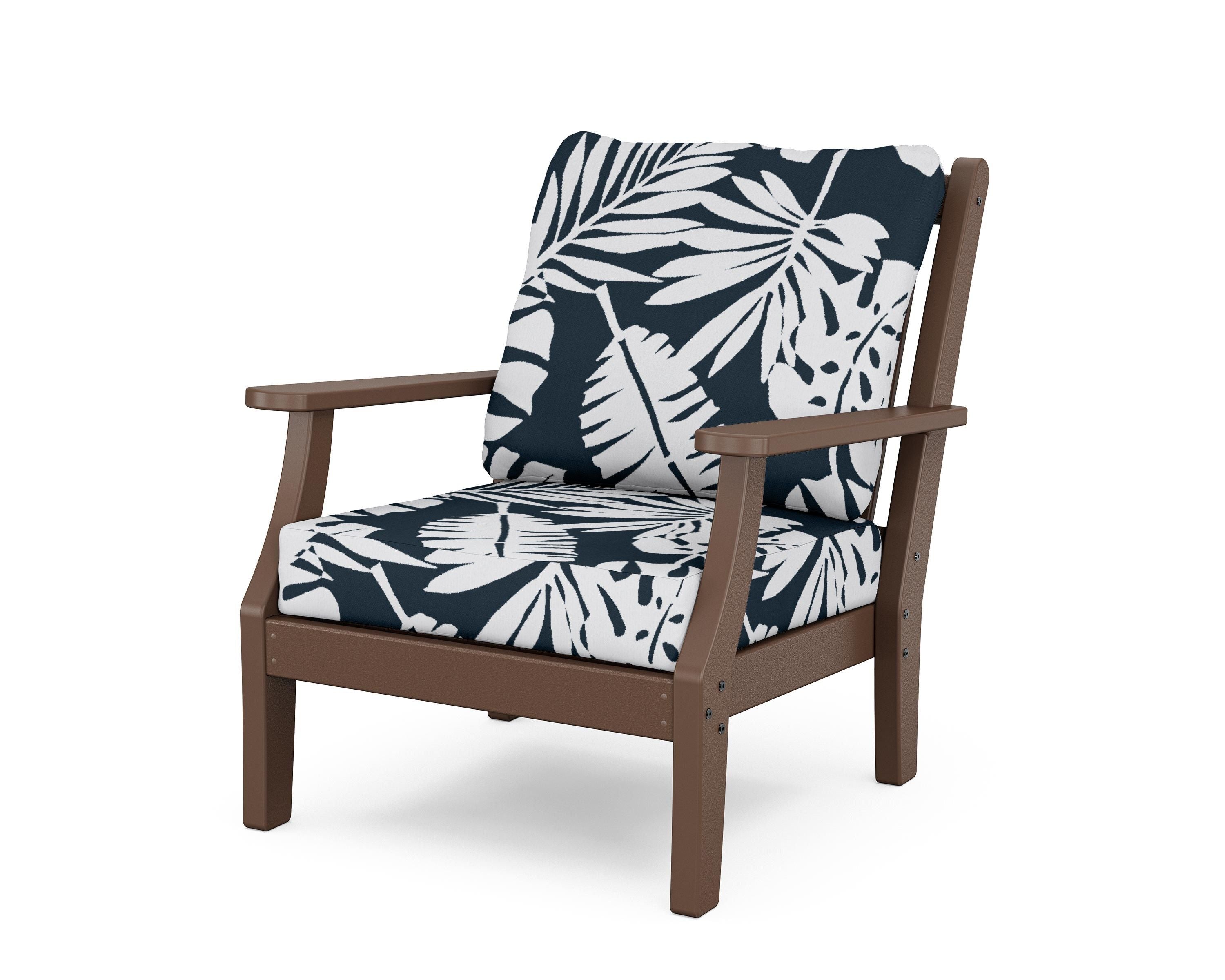 Country Living Wovendale Deep Seating Chair in Mahogany / Leaf Marine Indigo