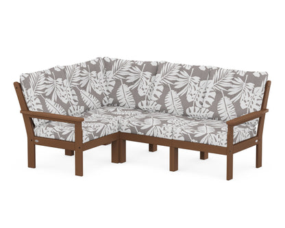POLYWOOD® Vineyard 4-Piece Sectional in Teak / Leaf Grey Mist