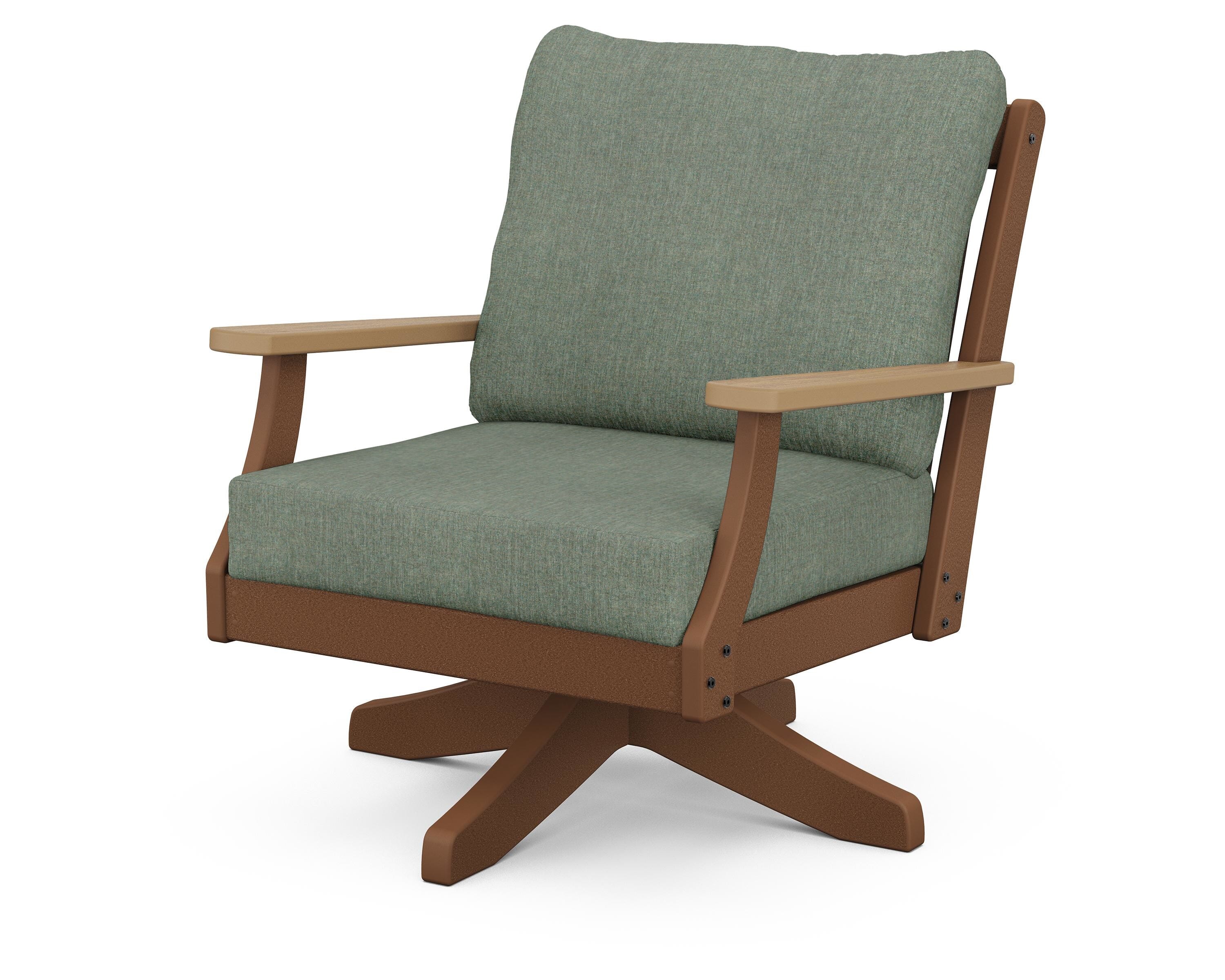 POLYWOOD® Braxton Deep Seating Swivel Chair in Teak / Natural / Cast Sage