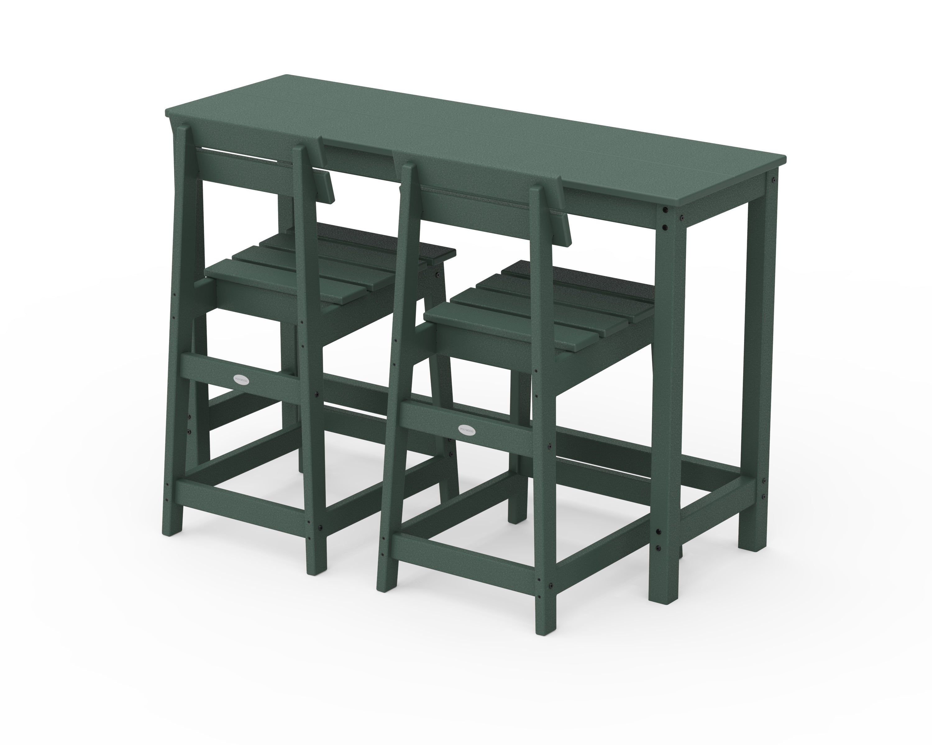 POLYWOOD® Modern Studio Plaza Counter Chair 3-Piece Balcony Set in Green