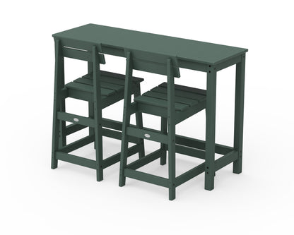 POLYWOOD® Modern Studio Plaza Counter Chair 3-Piece Balcony Set in Green