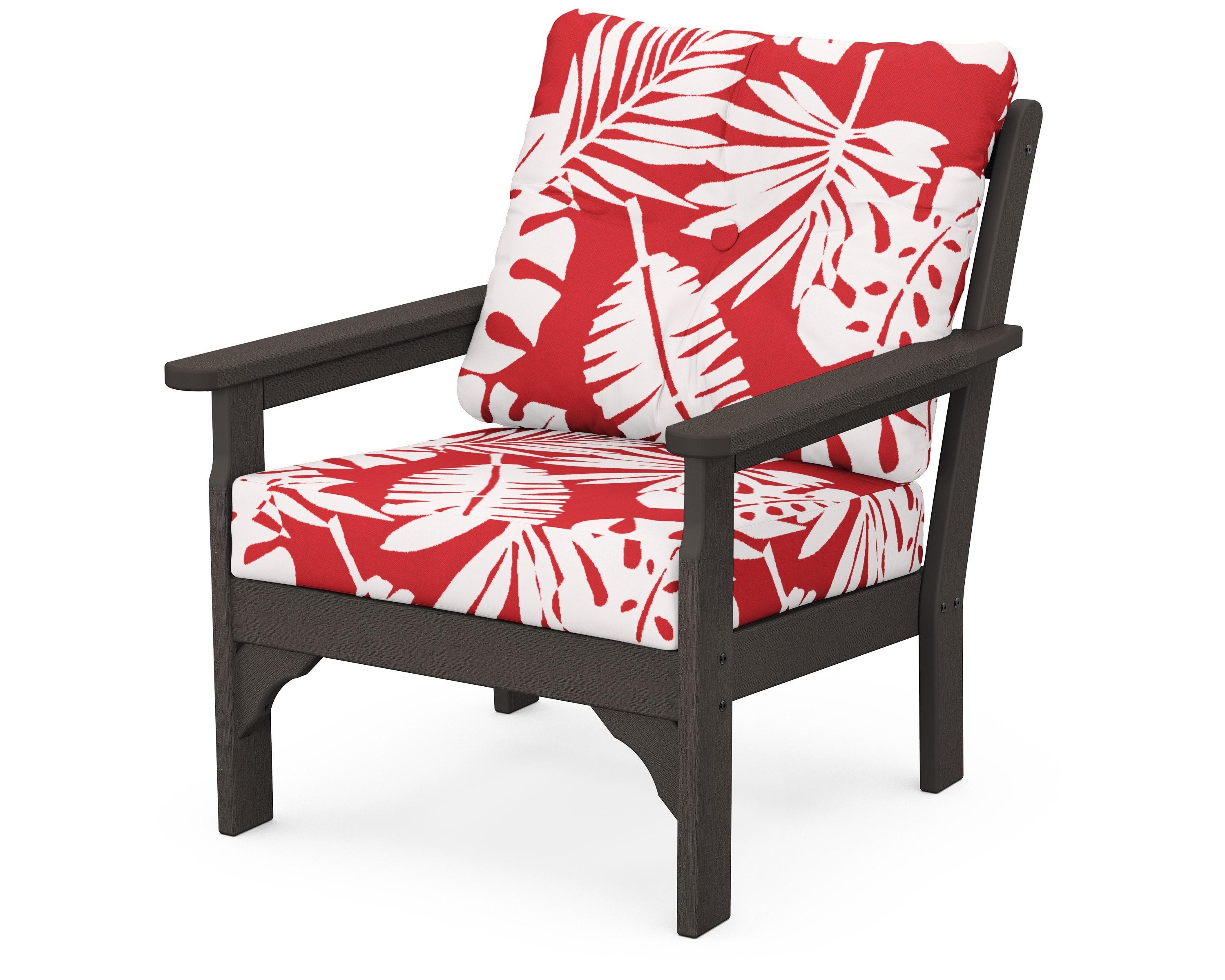 POLYWOOD® Vineyard Deep Seating Chair in Vintage Coffee / Leaf Crimson