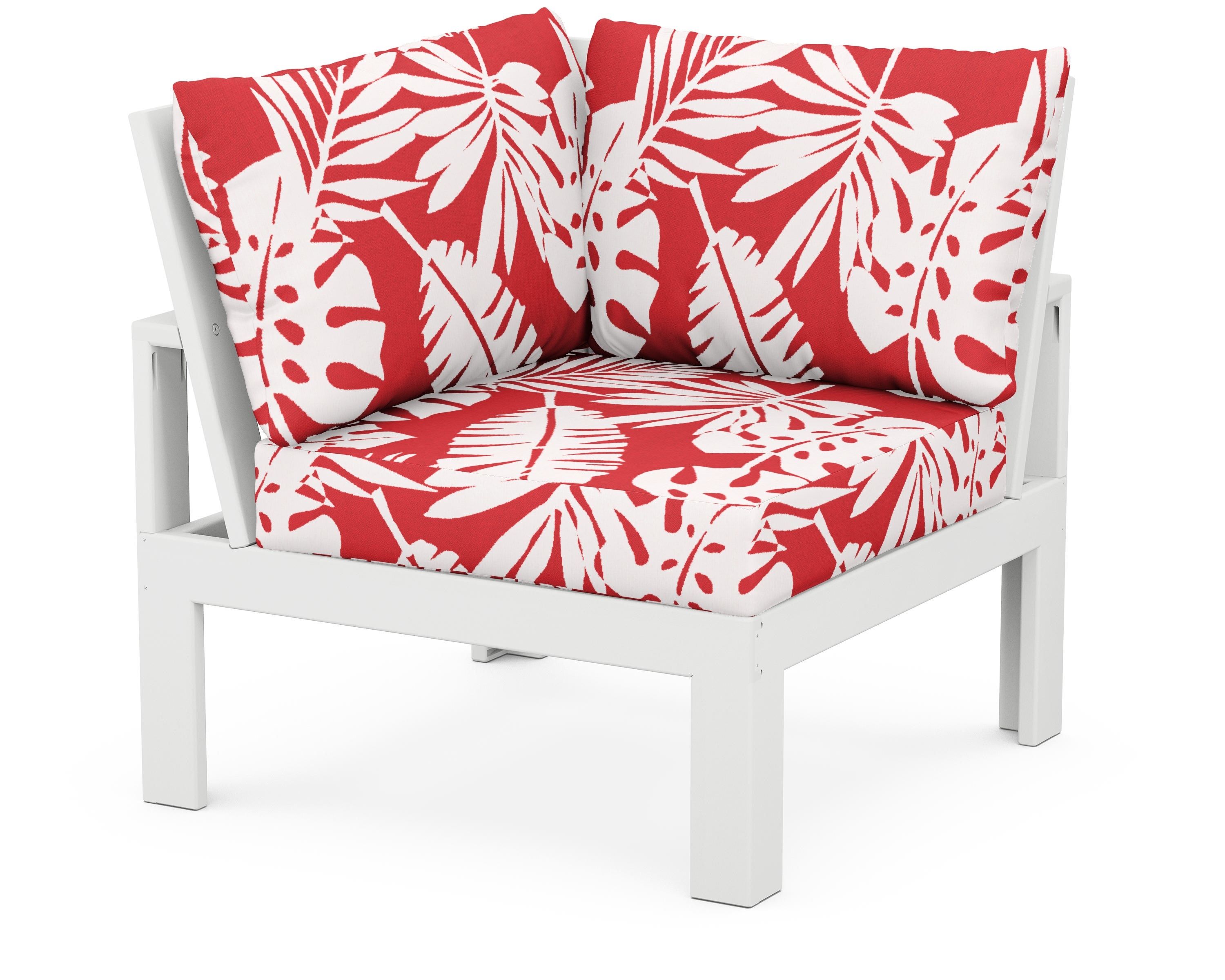 Unbranded Modular Corner Chair in White / Leaf Crimson