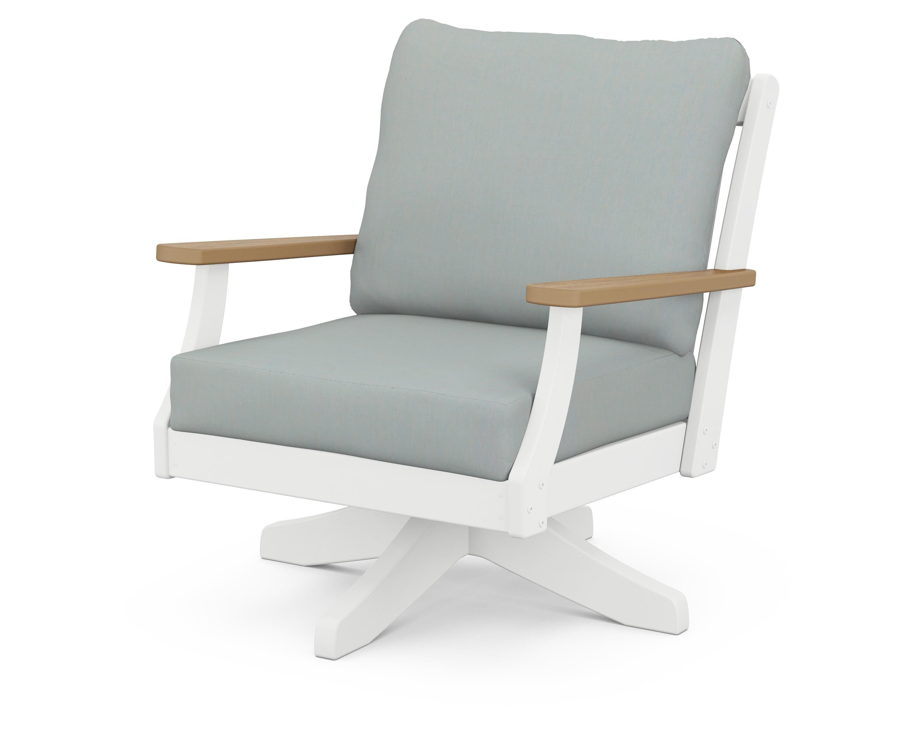 POLYWOOD® Braxton Deep Seating Swivel Chair in White / Natural / Spa