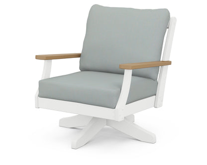POLYWOOD® Braxton Deep Seating Swivel Chair in White / Natural / Spa