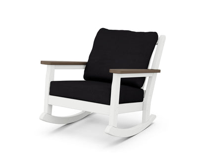 POLYWOOD® Chippendale Deep Seating Rocking Chair in White / Kona / Midnight Linen