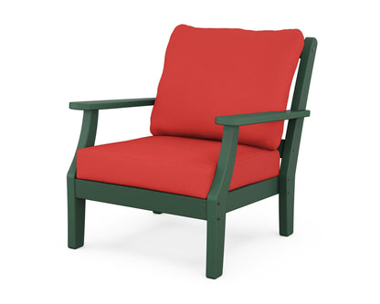 Martha Stewart by POLYWOOD® Chinoiserie Deep Seating Chair in Green / Crimson Linen