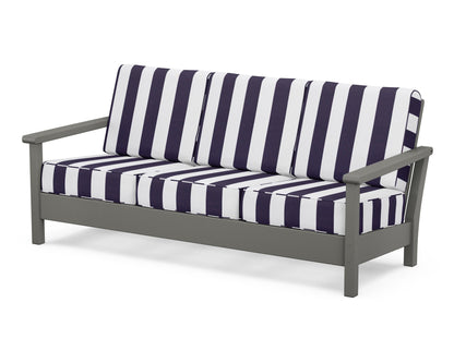 POLYWOOD® Harbour Deep Seating Sofa in Slate Grey / Cabana Stripe Navy