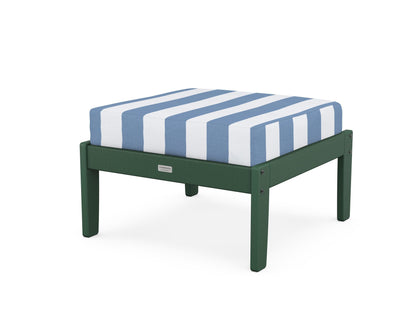 Country Living Cottage Deep Seating Ottoman in Green / Cabana Stripe Sky Blue