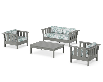 Martha Stewart by POLYWOOD® Acadia 4-Piece Deep Seating Set with Loveseat in Slate Grey / Leaf Glacier Spa