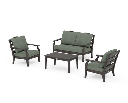Draper James™ by  POLYWOOD® Savannah 4-Piece Deep Seating Set with Loveseat in Vintage Coffee / Cast Sage