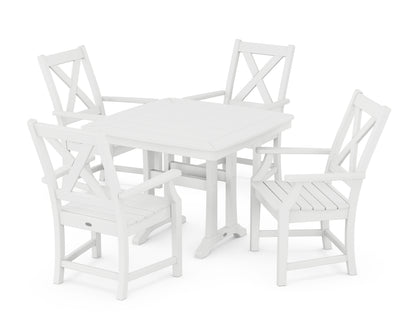 POLYWOOD® Braxton 5-Piece Dining Set with Trestle Legs in White