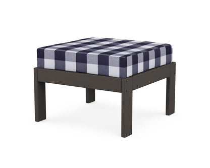 POLYWOOD® Vineyard Modular Ottoman in Vintage Coffee / Buffalo Plaid Navy