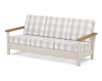 POLYWOOD® Harbour Deep Seating Sofa in Sand / Natural / Buffalo Plaid Dune Burlap