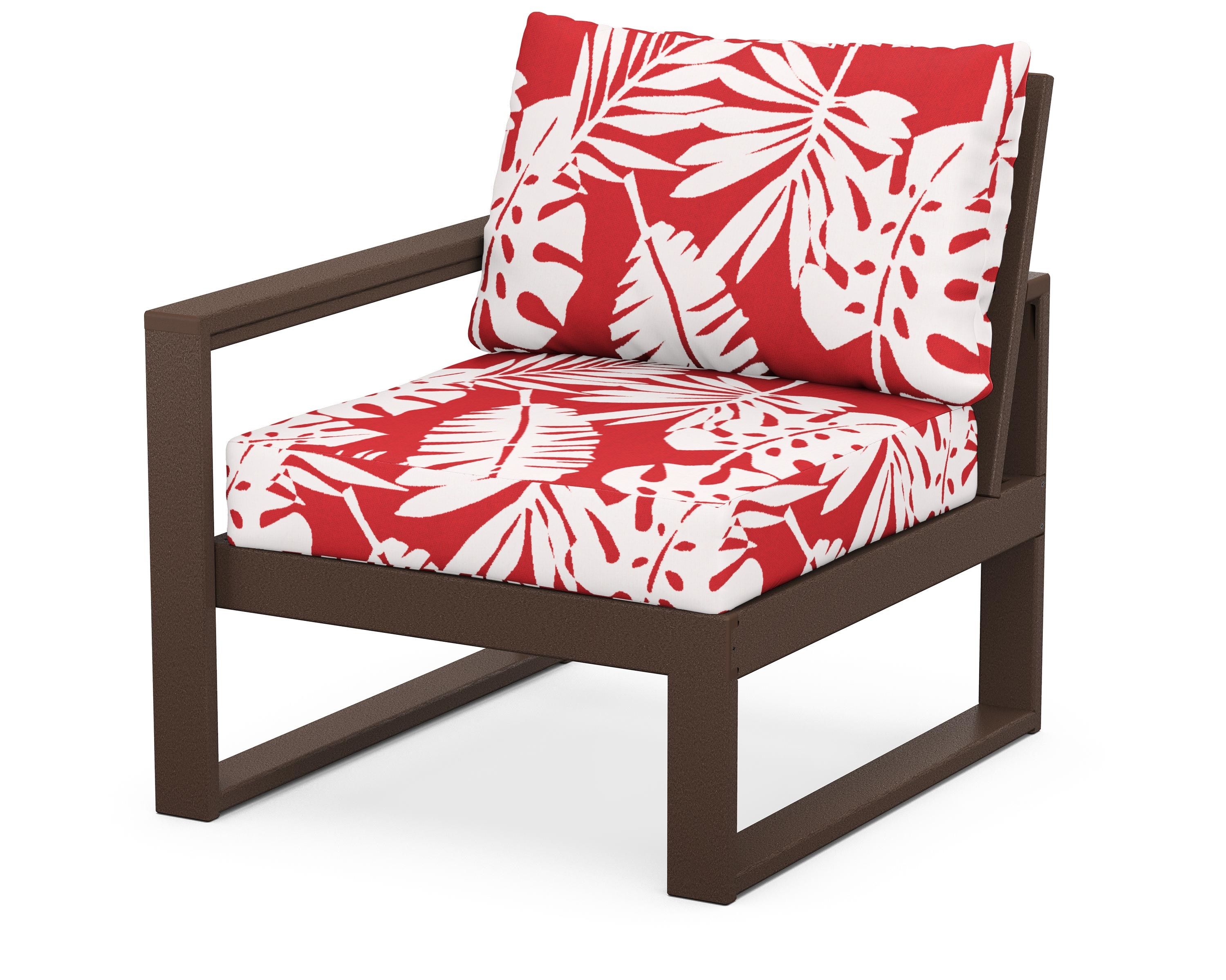 POLYWOOD® EDGE Modular Left Arm Chair in Mahogany / Leaf Crimson