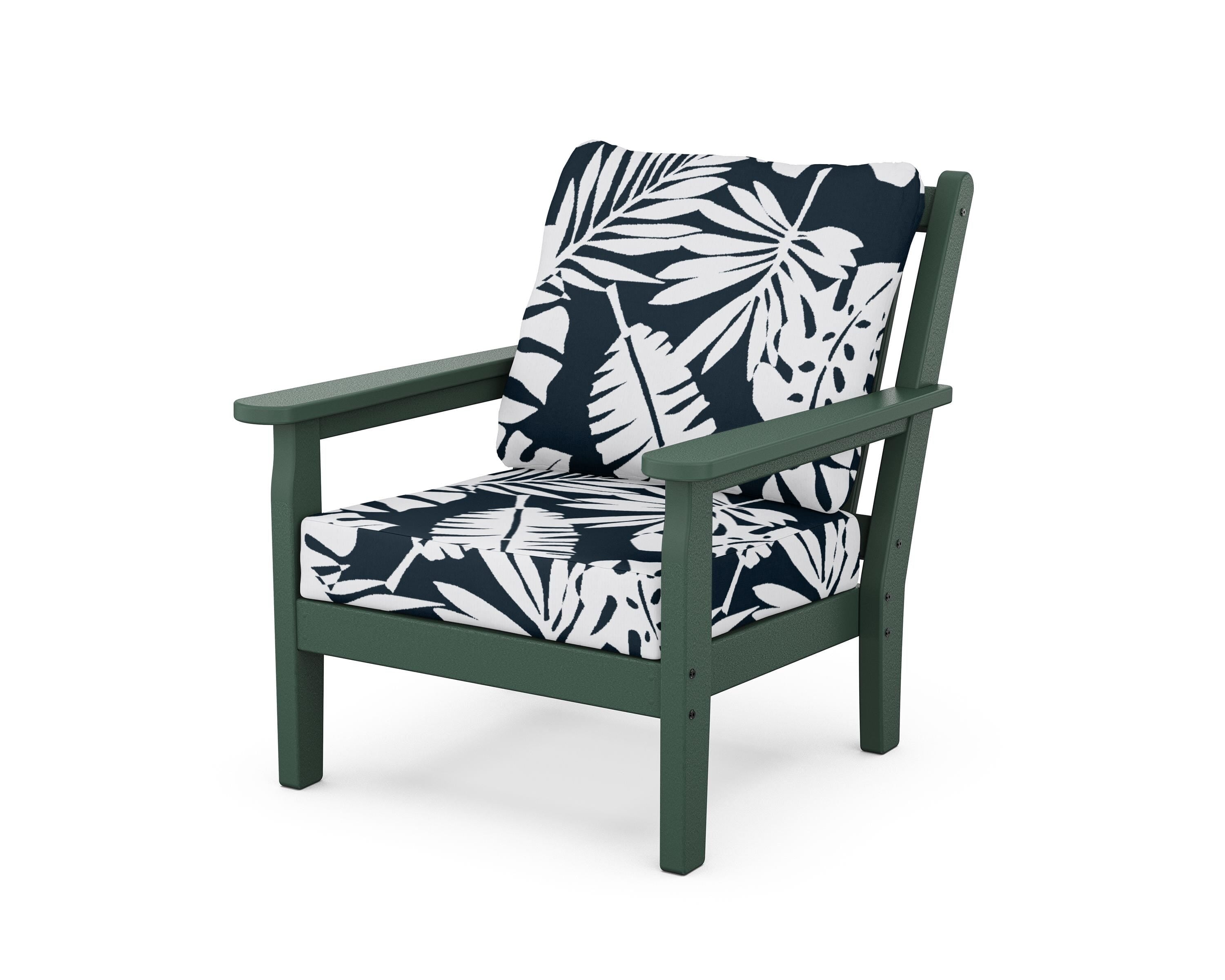 POLYWOOD® Chippendale Deep Seating Chair in Green / Leaf Marine Indigo