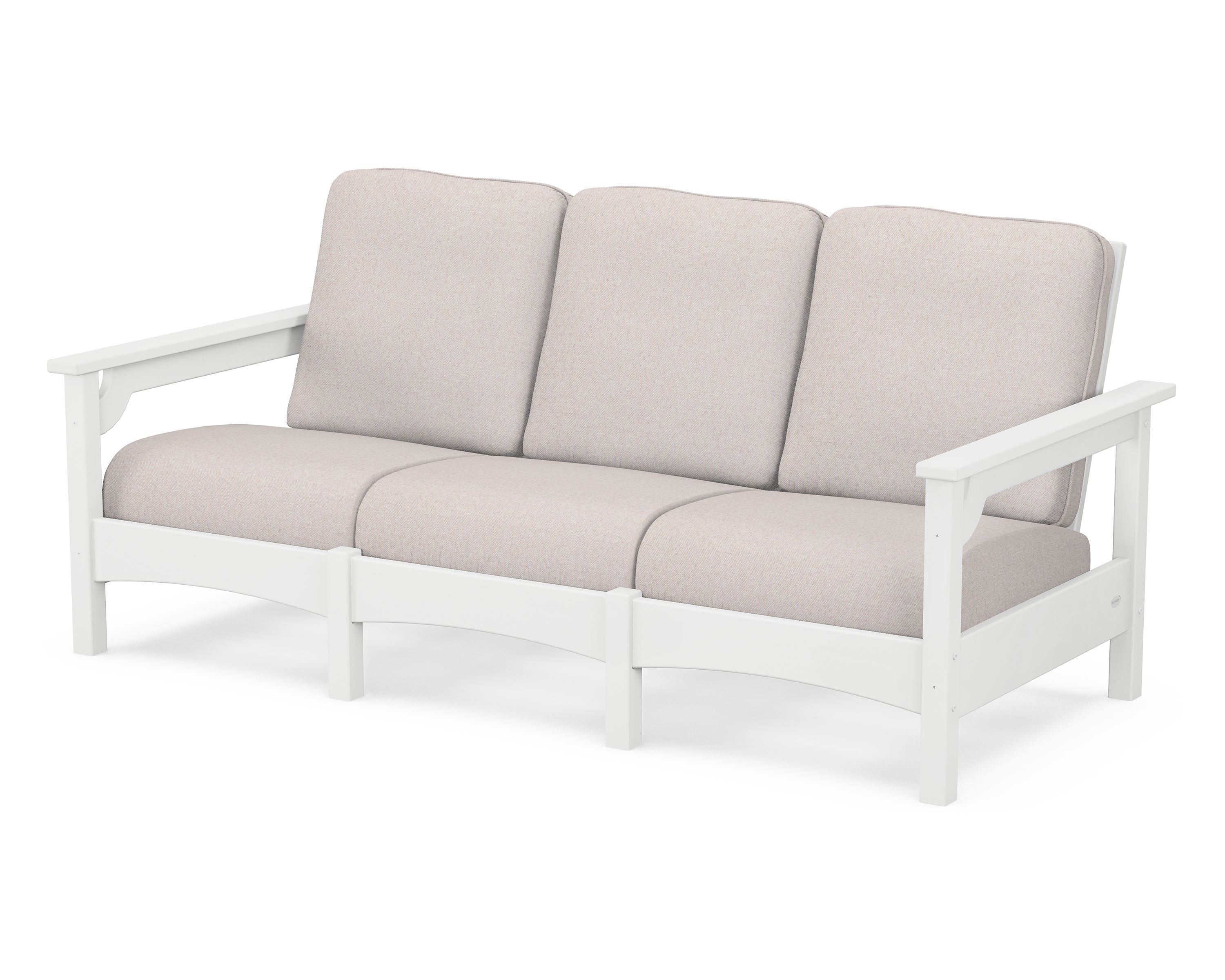 POLYWOOD® Club Sofa in White / Dune Burlap