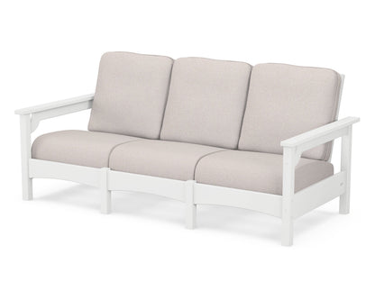 POLYWOOD® Club Sofa in White / Dune Burlap