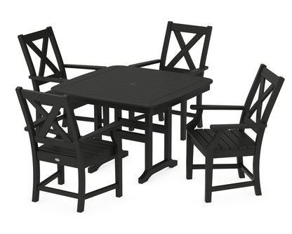 POLYWOOD® Braxton 5-Piece Dining Set with Trestle Legs in Black
