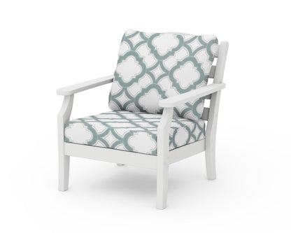 Draper James™ by  POLYWOOD® Savannah Deep Seating Chair in White / Trellis Glacier Spa