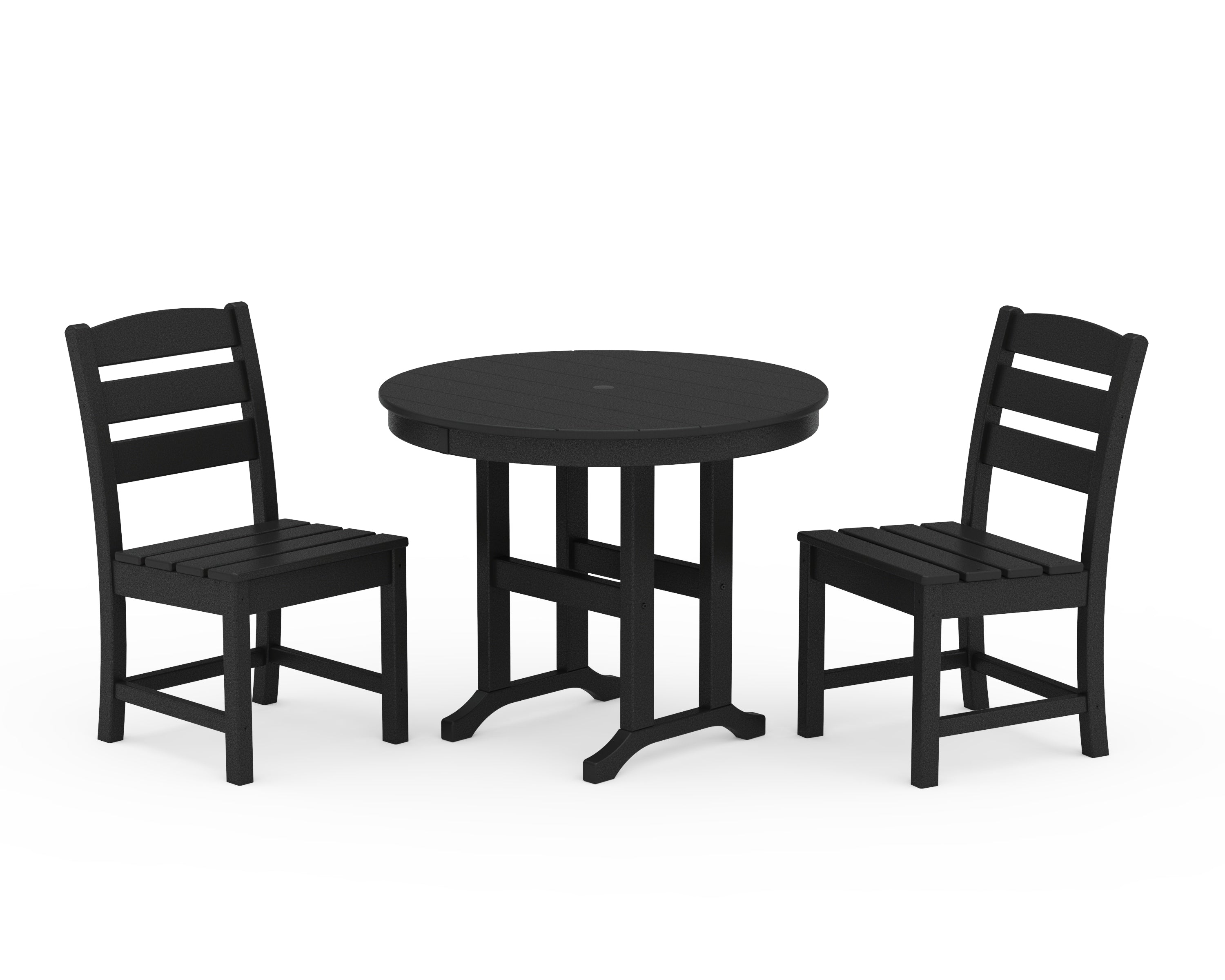 POLYWOOD® Lakeside Side Chair 3-Piece Round Dining Set in Black