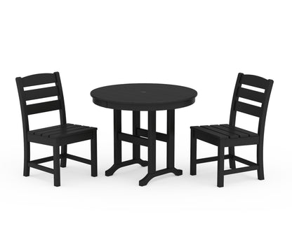 POLYWOOD® Lakeside Side Chair 3-Piece Round Dining Set in Black