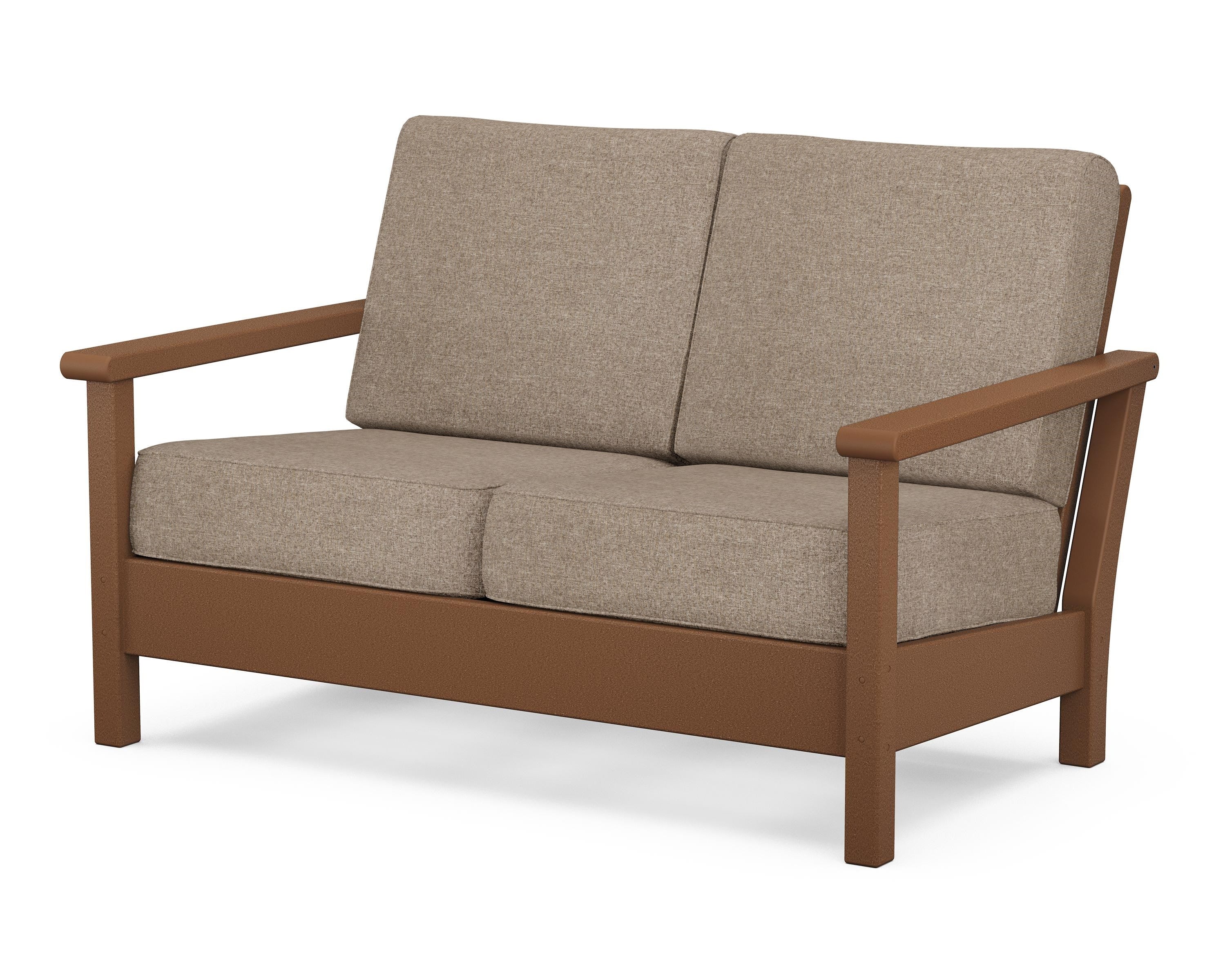 POLYWOOD® Harbour Deep Seating Loveseat in Teak / Spiced Burlap