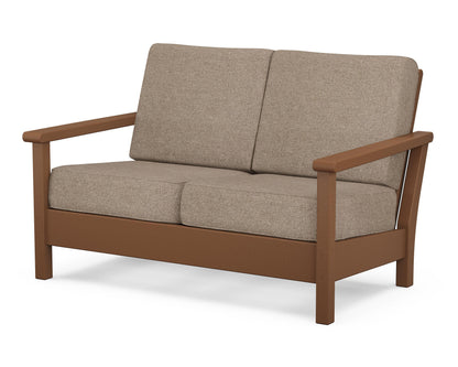 POLYWOOD® Harbour Deep Seating Loveseat in Teak / Spiced Burlap