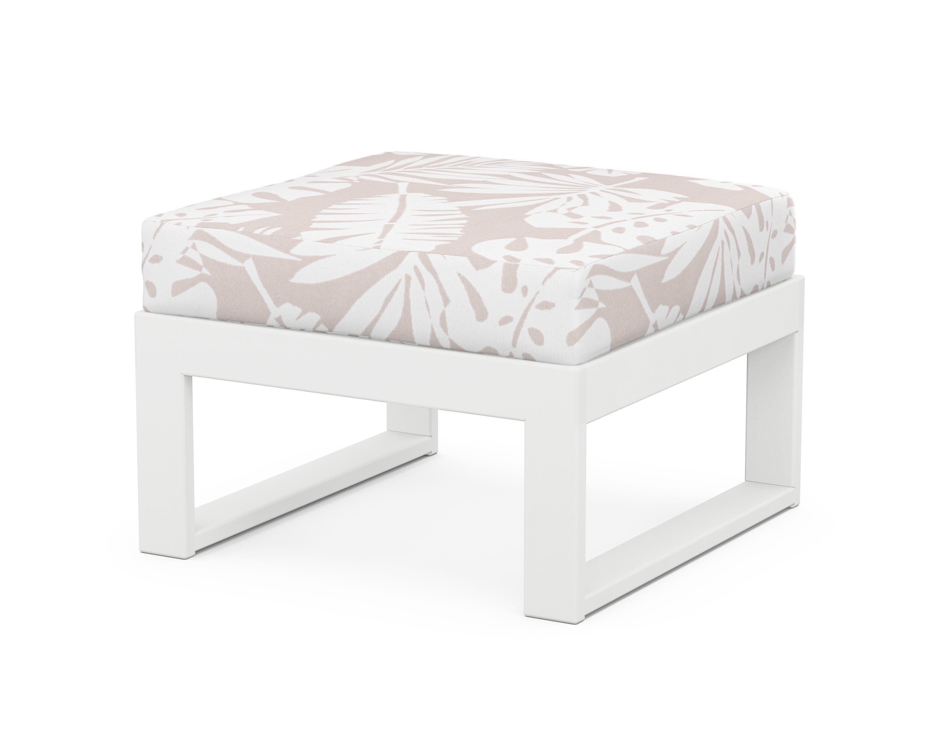 Unbranded Modular Ottoman - Modern in White / Leaf Dune Burlap