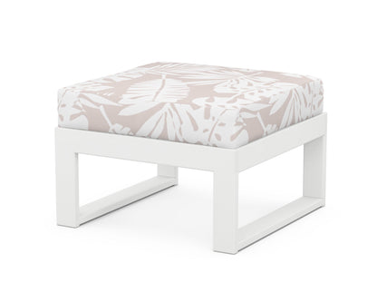 Unbranded Modular Ottoman - Modern in White / Leaf Dune Burlap