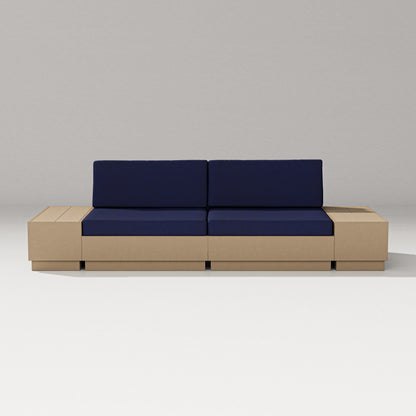 PW Designer Series Elevate 4-Piece Loveseat Sectional in Vintage Sahara / Navy