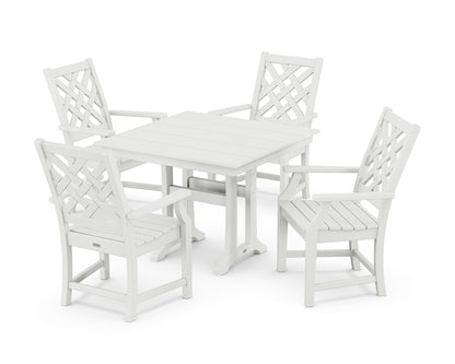 Country Living Wovendale 5-Piece Farmhouse Dining Set with Trestle Legs in White