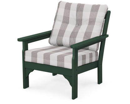 POLYWOOD® Vineyard Deep Seating Chair in Green / Buffalo Plaid Grey Mist