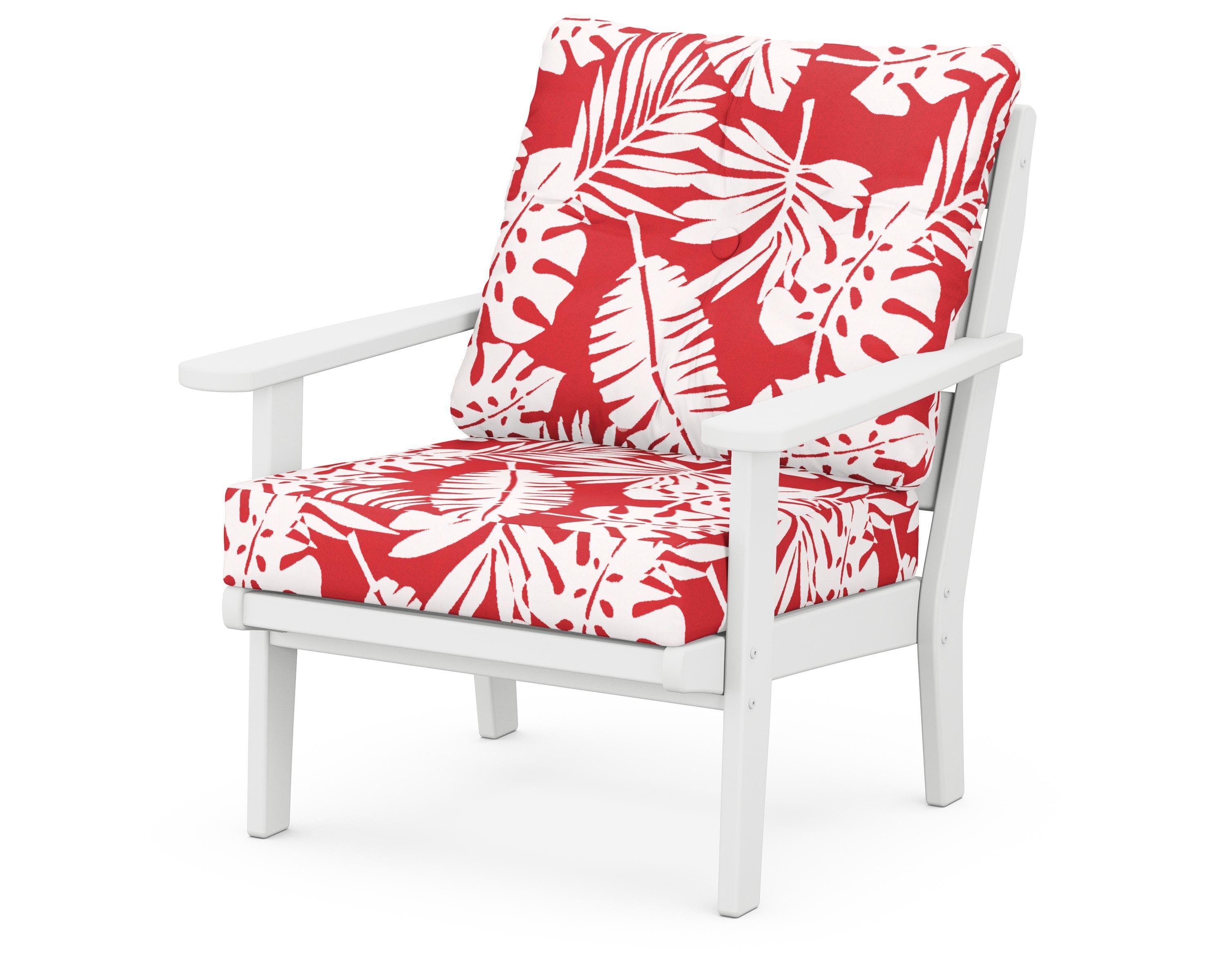 POLYWOOD® Lakeside Deep Seating Chair in White / Leaf Crimson