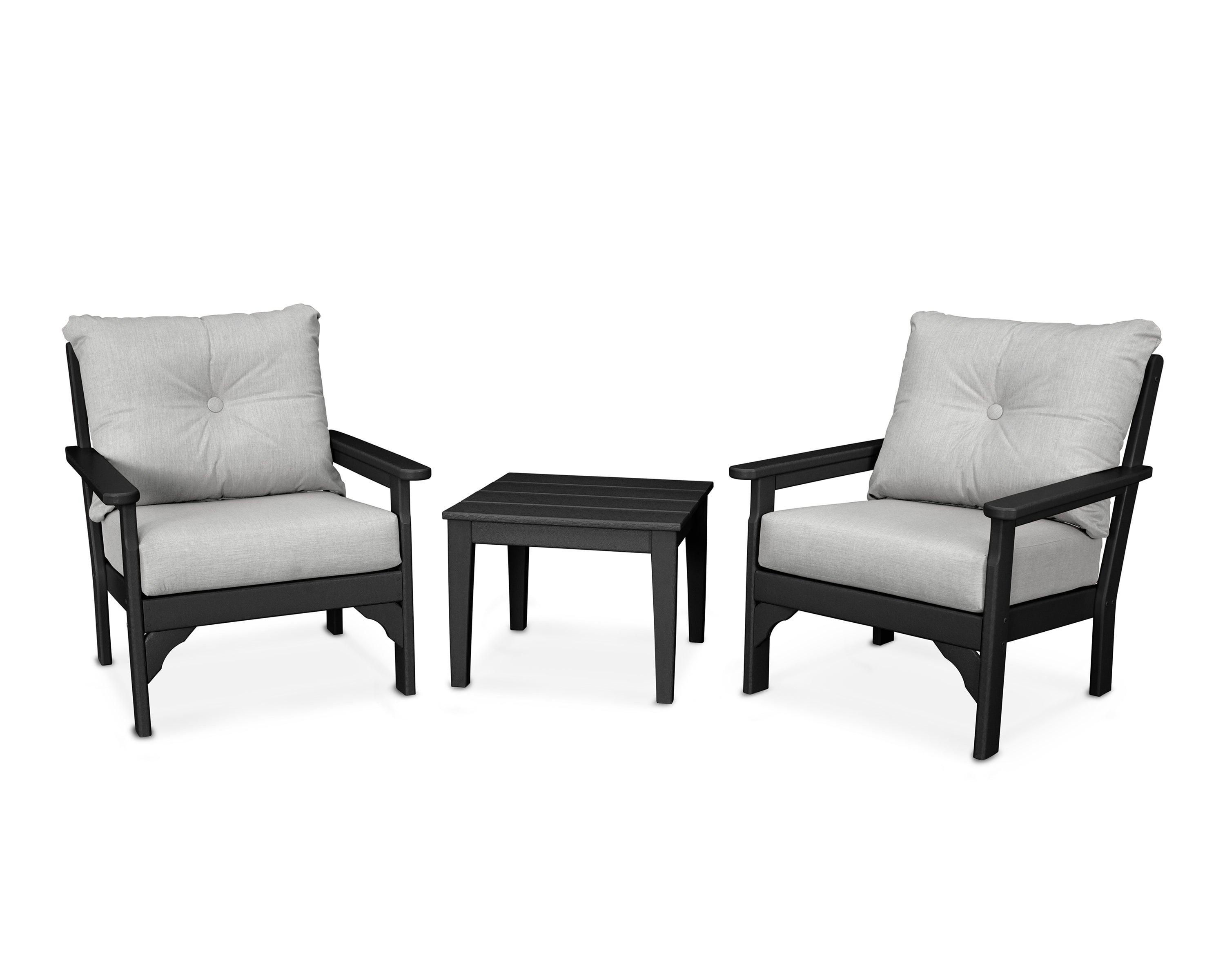 POLYWOOD® Vineyard 3-Piece Deep Seating Set in Black / Granite
