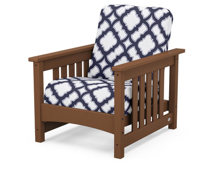 POLYWOOD® Club Mission Chair in Teak / Trellis Navy