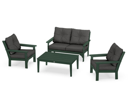 POLYWOOD® Vineyard 4-Piece Deep Seating Set in Green / Spectrum Carbon