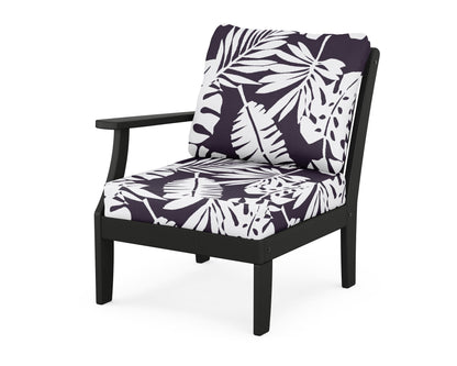 POLYWOOD® Braxton Modular Left Arm Chair in Black / Leaf Navy