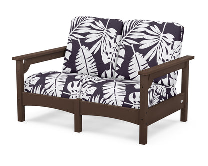 POLYWOOD® Club Loveseat in Mahogany / Leaf Navy