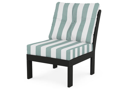 POLYWOOD® Vineyard Modular Armless Chair in Black / Cabana Stripe Glacier Spa