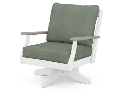 POLYWOOD® Braxton Deep Seating Swivel Chair in White / Driftwood / Cast Sage