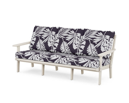 POLYWOOD® Oxford Deep Seating Sofa in Sand / Leaf Navy