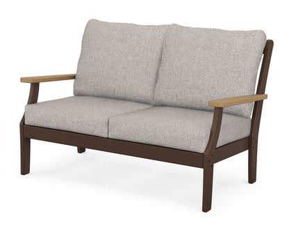 POLYWOOD® Braxton Deep Seating Loveseat in Mahogany / Natural / Weathered Tweed