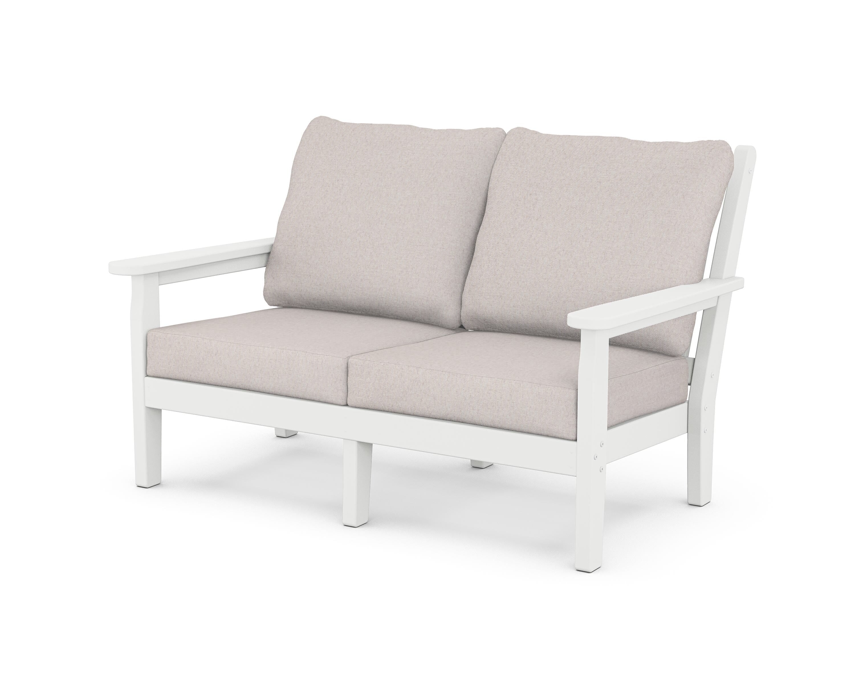 POLYWOOD® Chippendale Deep Seating Loveseat in White / Dune Burlap