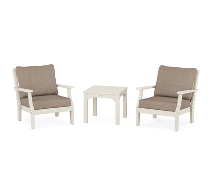 Martha Stewart by POLYWOOD® Chinoiserie 3-Piece Deep Seating Set in Sand / Spiced Burlap