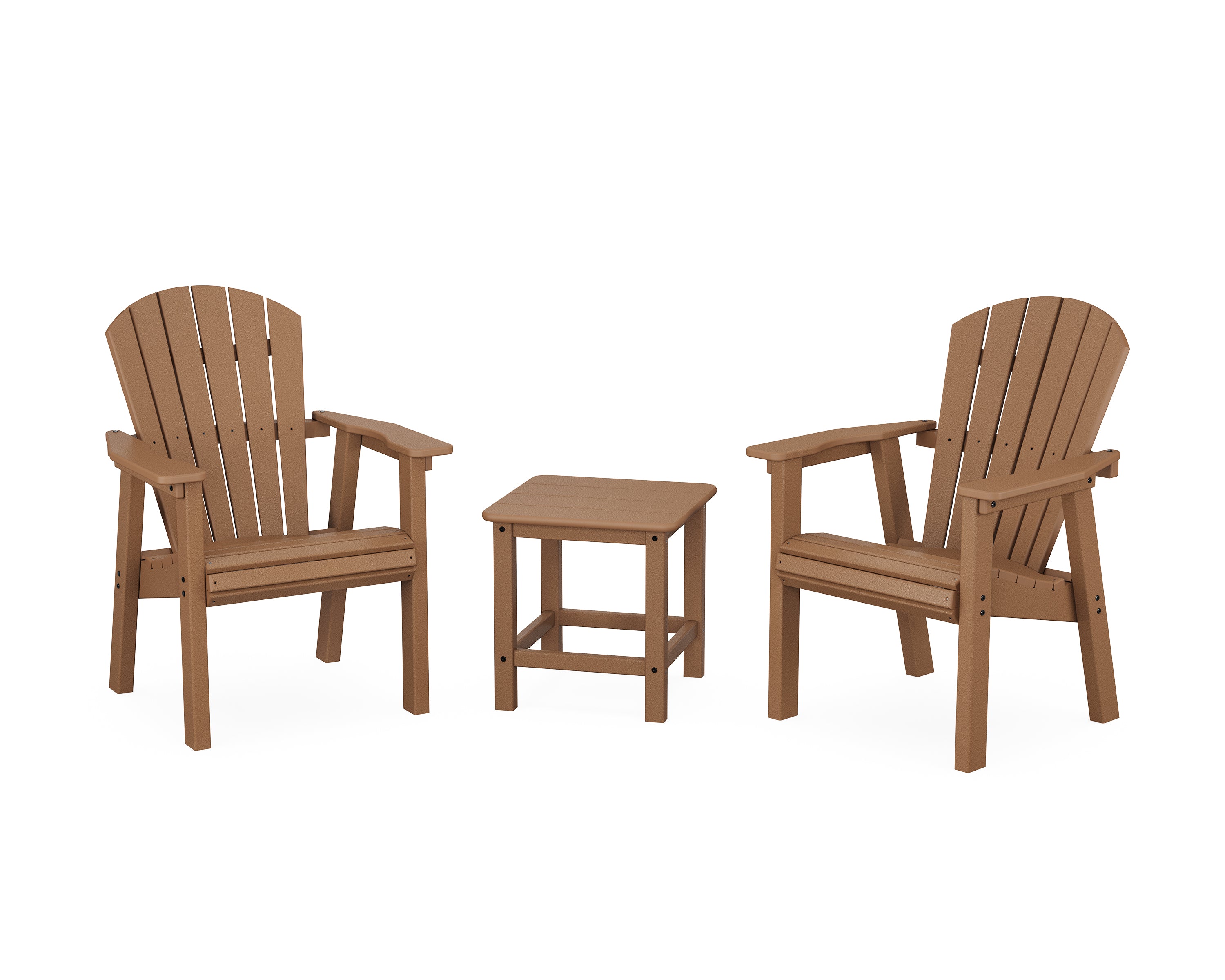 POLYWOOD® Seashell 3-Piece Upright Adirondack Chair Set in Teak