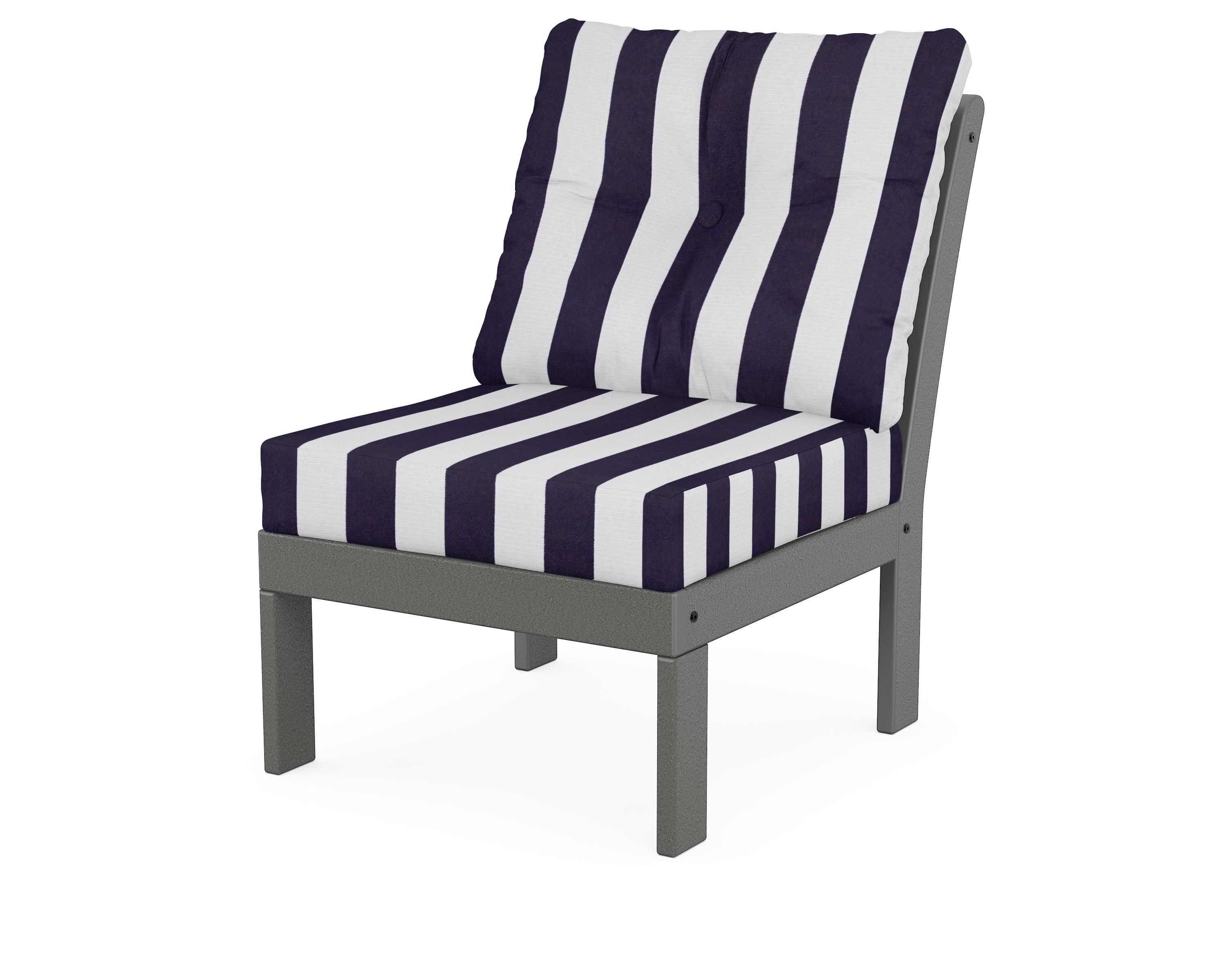 POLYWOOD® Vineyard Modular Armless Chair in Slate Grey / Cabana Stripe Navy