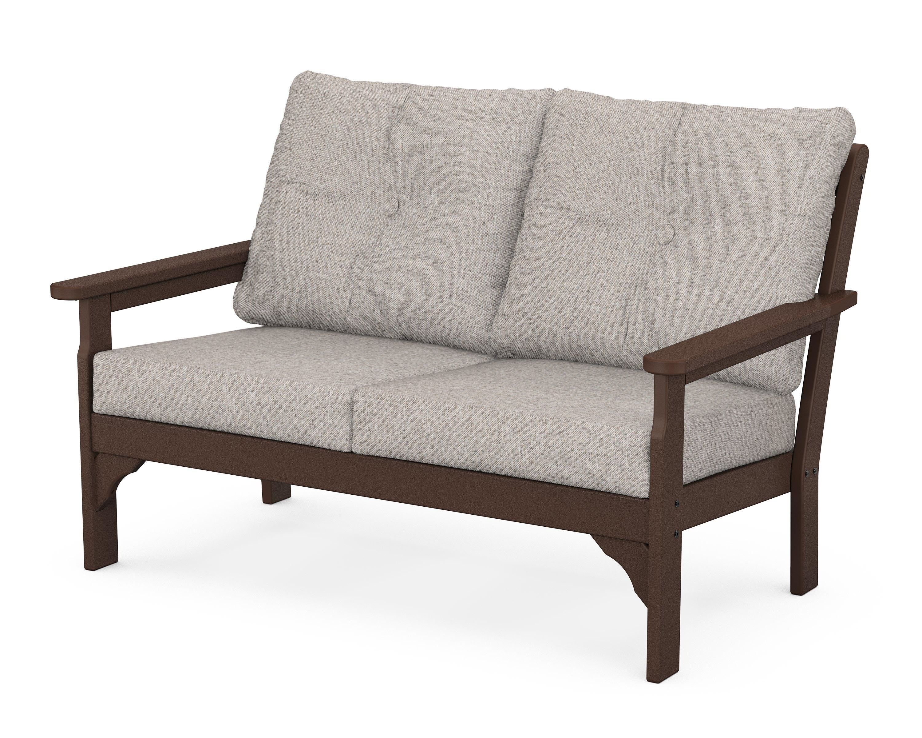 POLYWOOD® Vineyard Deep Seating Loveseat in Mahogany / Weathered Tweed