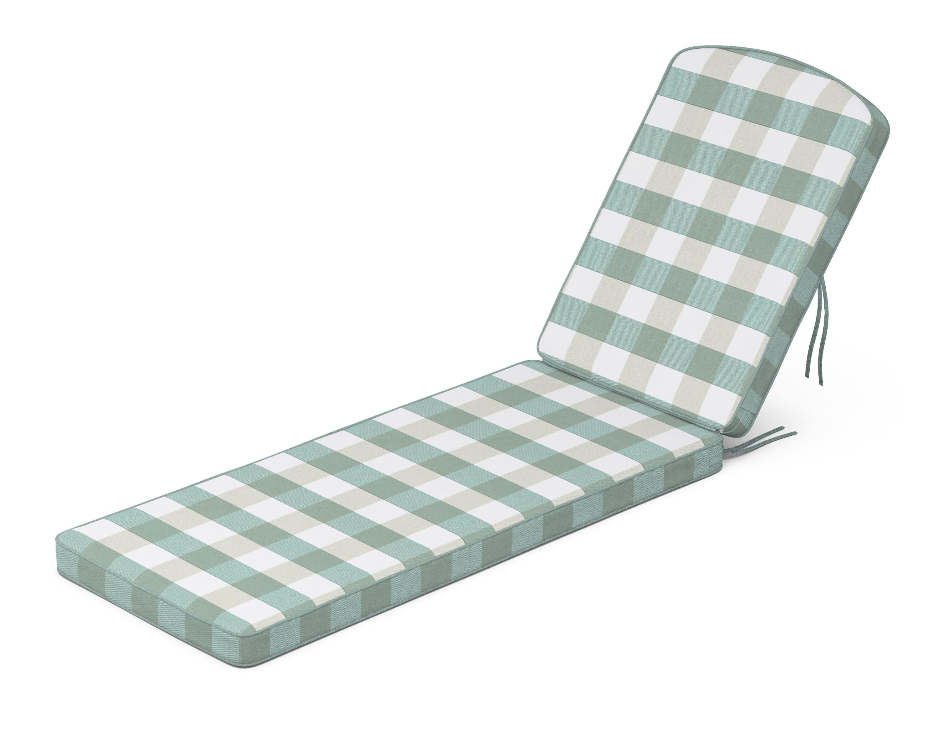 Martha Stewart by POLYWOOD® Chinoiserie Chaise Cushion in Buffalo Plaid Glacier Spa