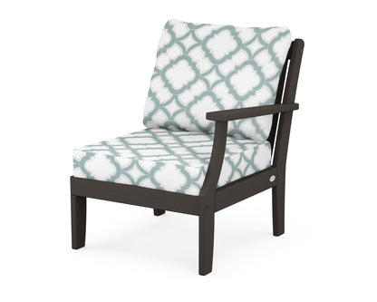 POLYWOOD® Braxton Modular Right Arm Chair in Vintage Coffee / Trellis Glacier Spa